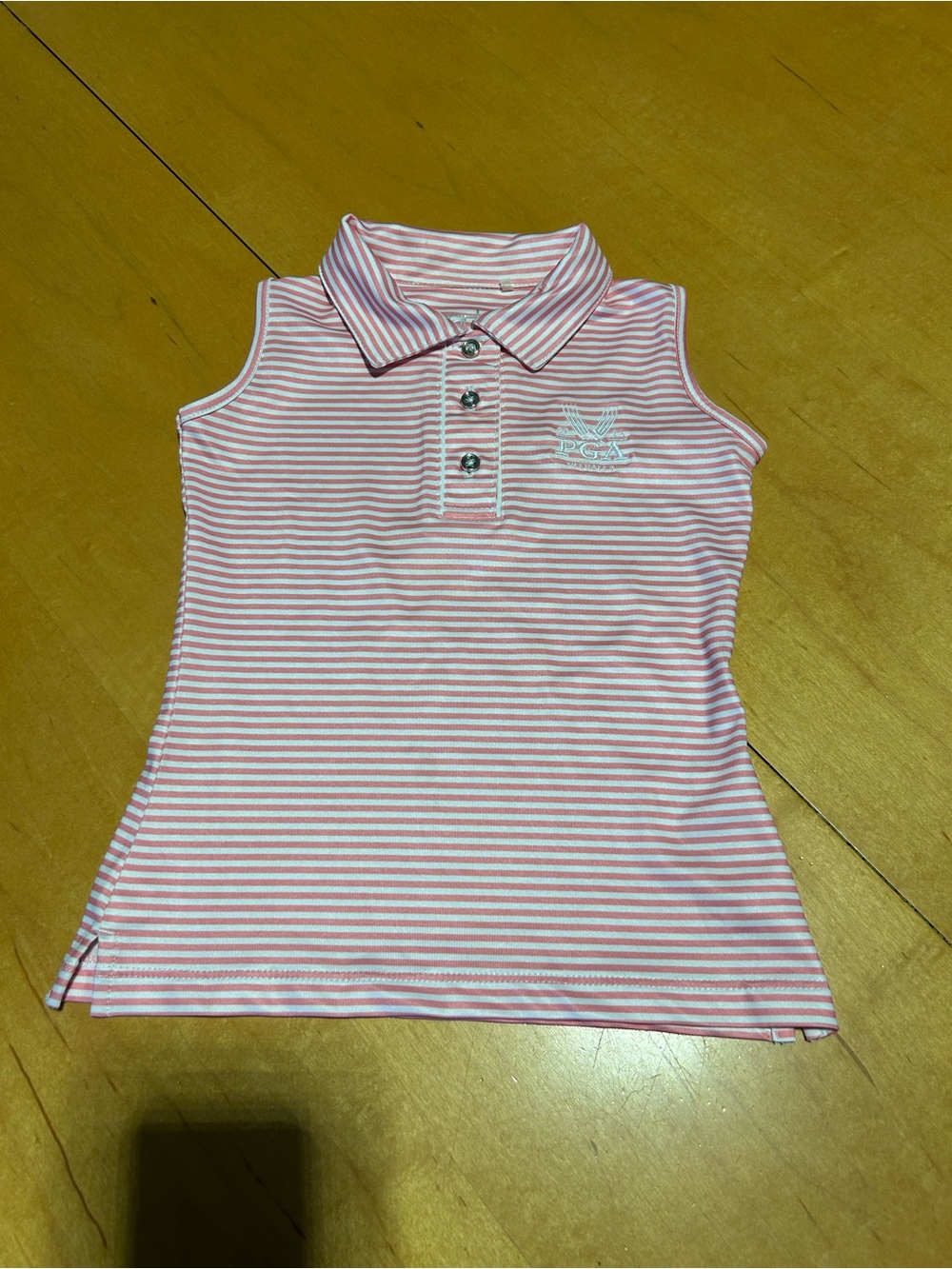 Striped Sleeveless Polo Tank - Pink & White